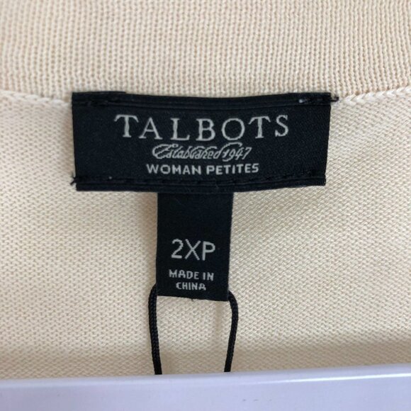 Talbots Women Cream Sequin Button Up Short Sleeve V-Neck Cardigan Size 2XP NWT - Picture 7 of 10